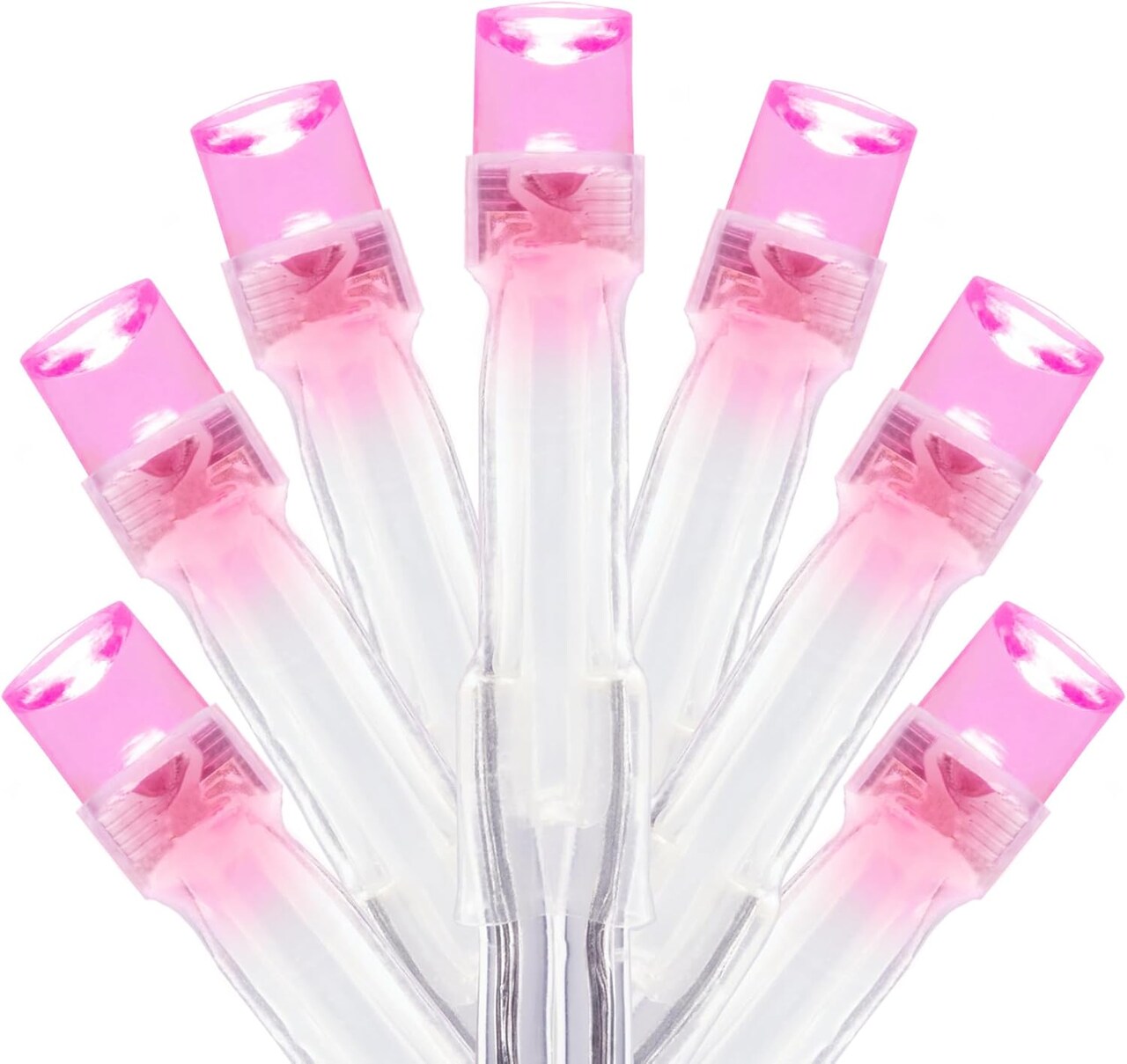 100 ft 300 Count Pink LED String Lights with 8 Models Adapter, Clear Wire Wide Angle 5mm Christmas Light